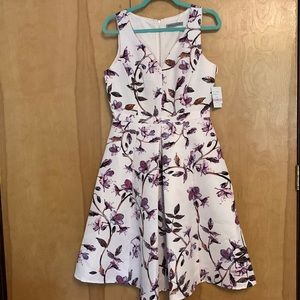 NWT sleeveless floral fit and flare dress, back zip.